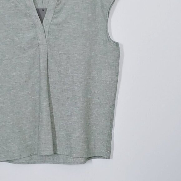 NWT JONES NEW YORK Basil green linen blend cap sleeve casual top - Picture 5 of 16